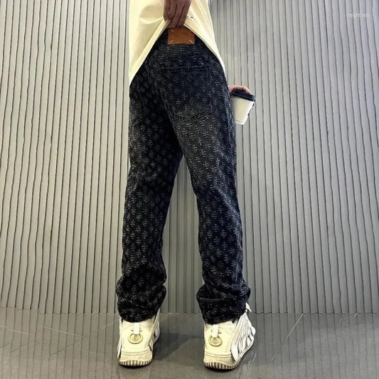 Jacquard Pattern Jeans - Streetwear Boulevard