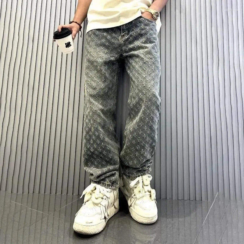 Jacquard Pattern Jeans - Streetwear Boulevard