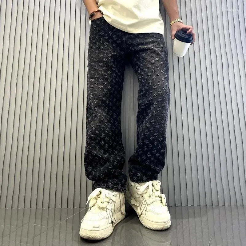 Jacquard Pattern Jeans - Streetwear Boulevard