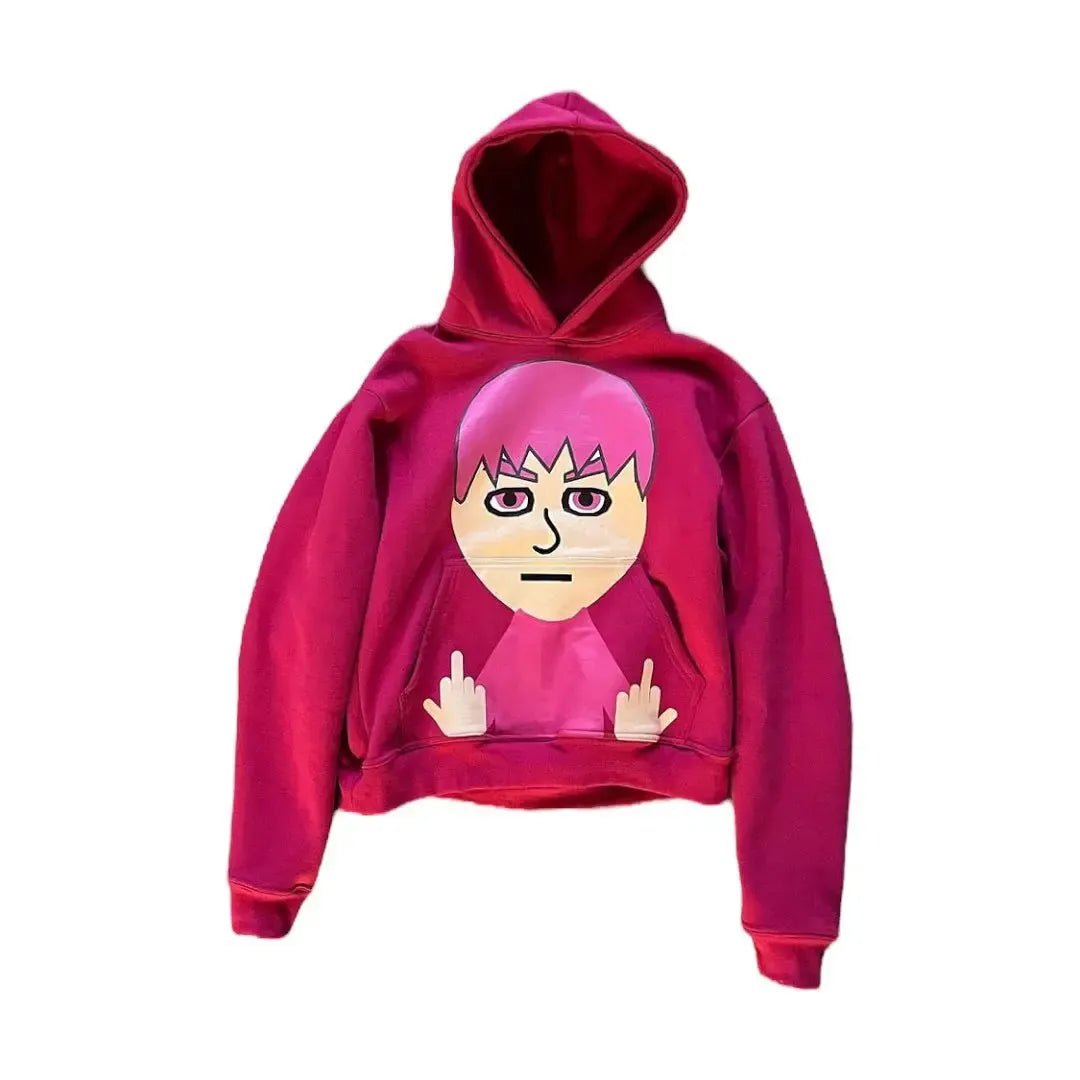 Mii Character Middle Finger Hoodie - Streetwear Boulevard