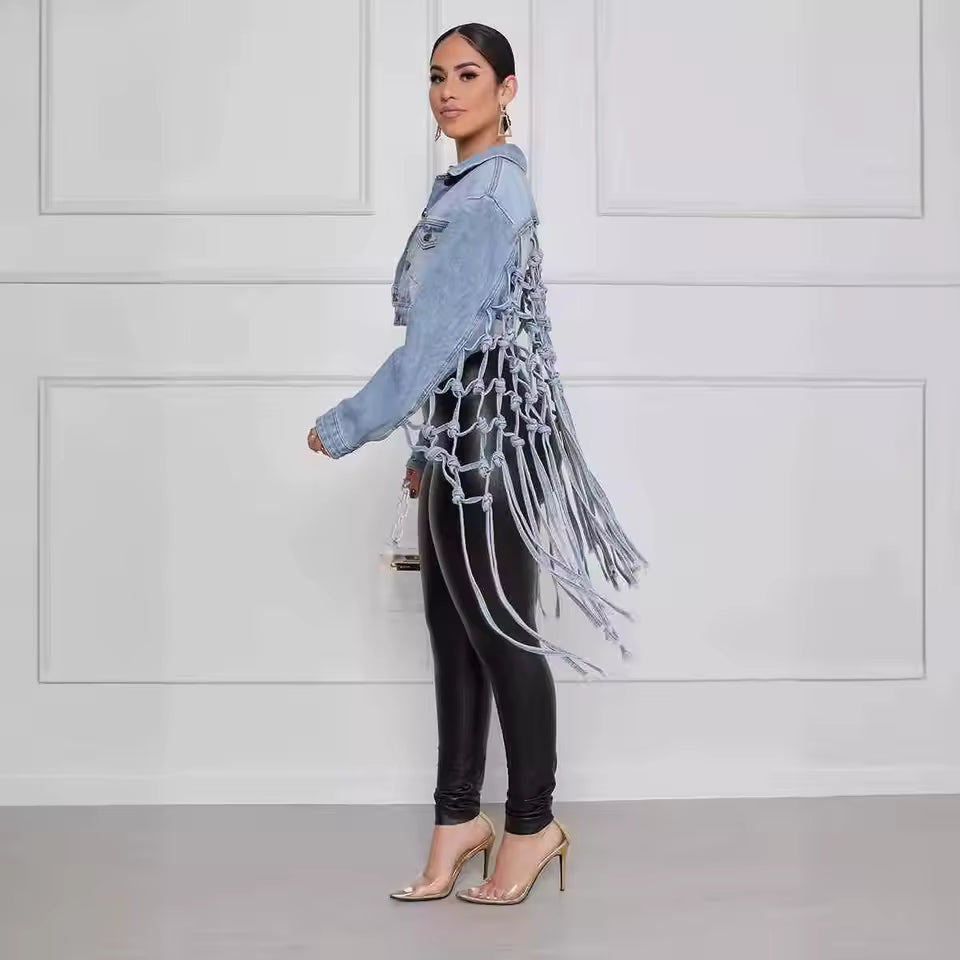Woven Edge Denim Top - Streetwear Boulevard