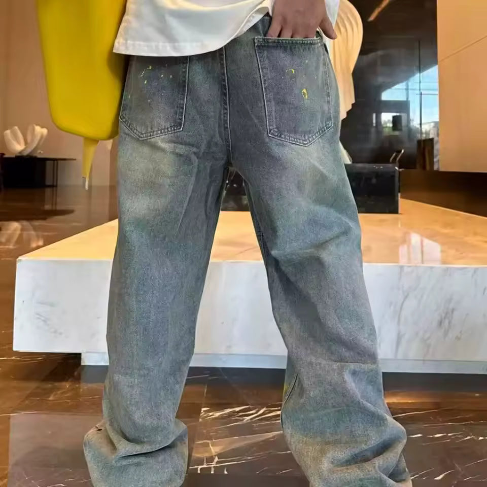 The Yellow Graffiti Brushstroke Baggy Jeans