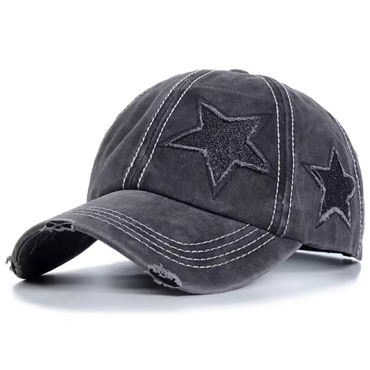 Ripped Star Adjustable Hat - Streetwear Boulevard