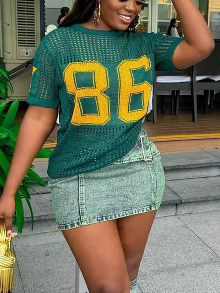 Knitted Football Jersey Top - Streetwear Boulevard