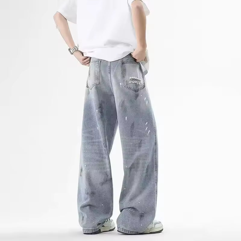 Faded Paint Splatter Jeans - Streetwear Boulevard