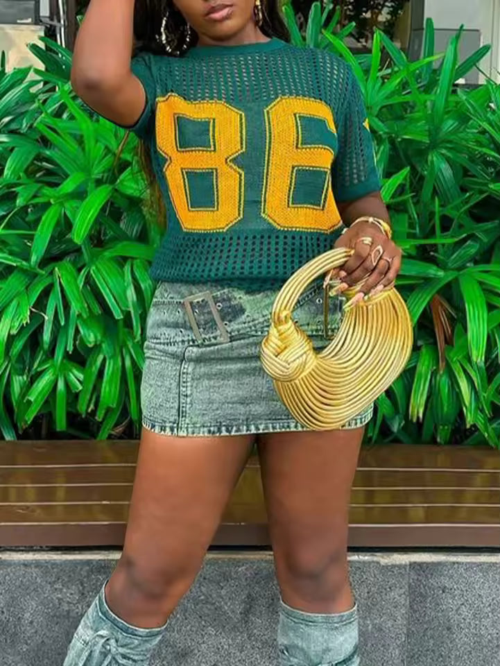 Knitted Football Jersey Top - Streetwear Boulevard