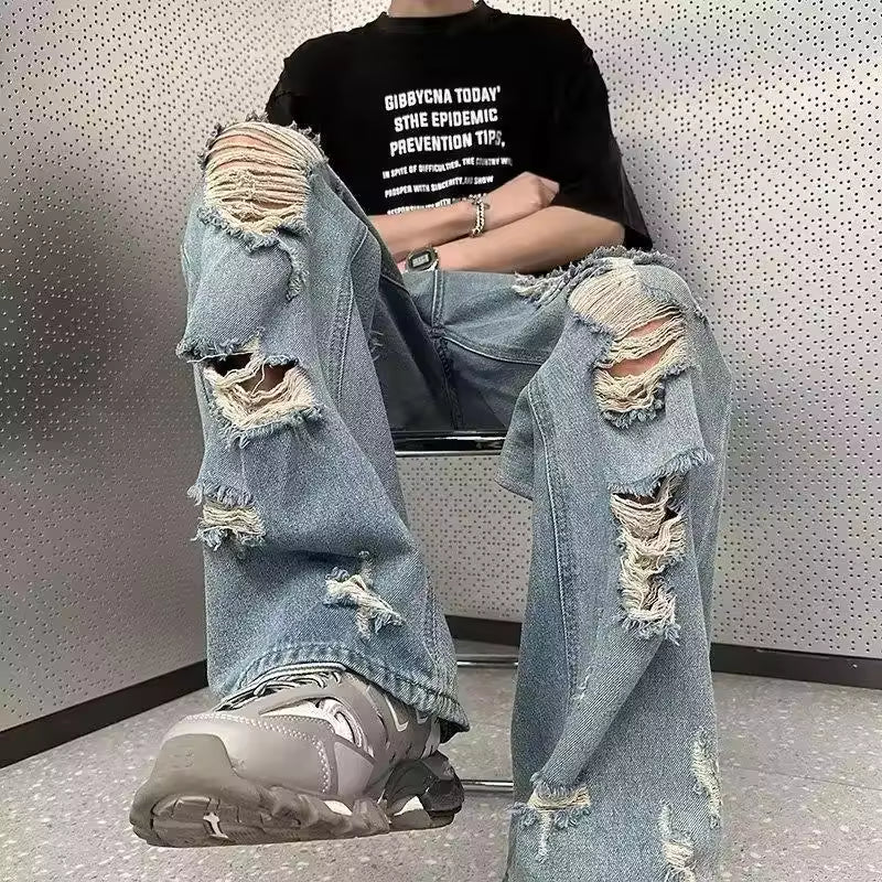 Ripped Style Baggy Jeans - Streetwear Boulevard