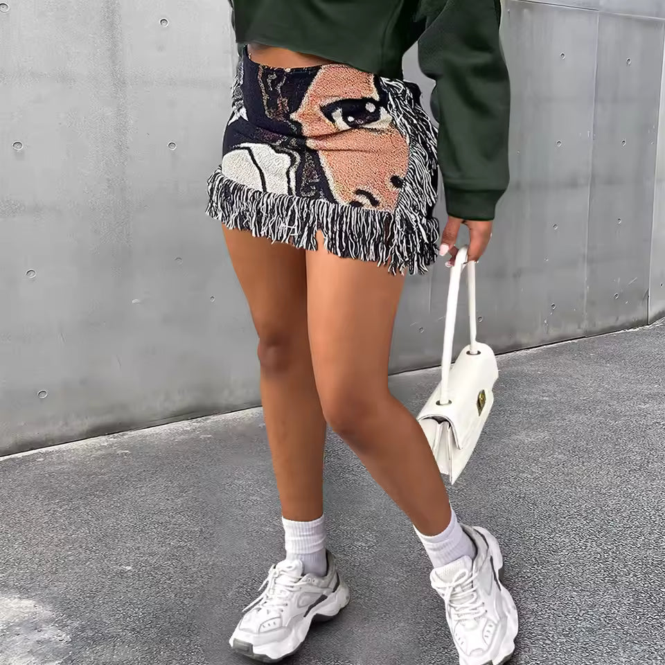 Pixelated Persona Skirt - Streetwear Boulevard