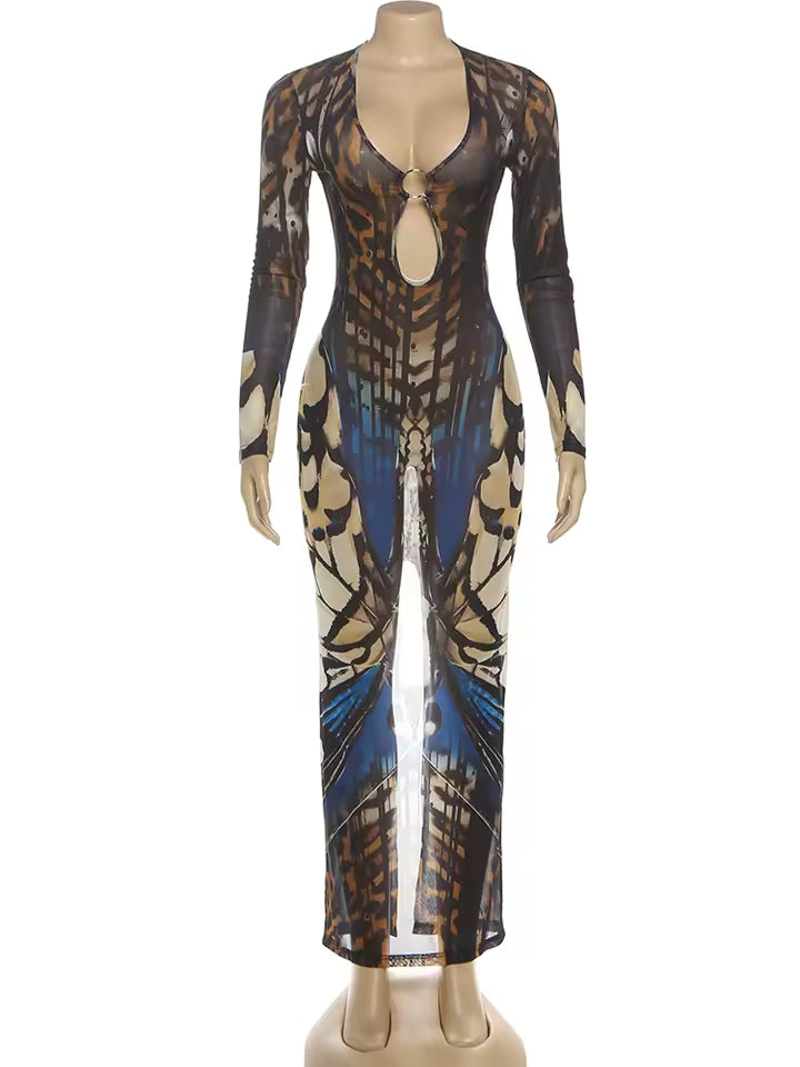 Metamorphosis Mesh Gown Dress