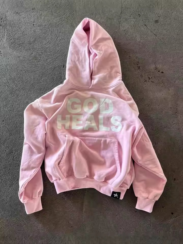 Vintage "God Heals" Washed Hoodie - Streetwear Boulevard