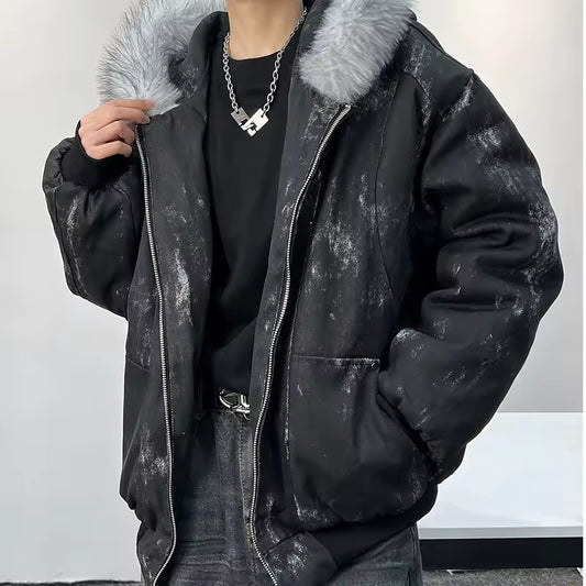 Industrial Peak Faux-Fur Jacket - Streetwear Boulevard