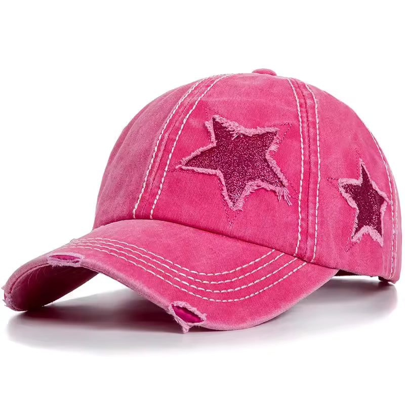 Ripped Star Adjustable Hat - Streetwear Boulevard
