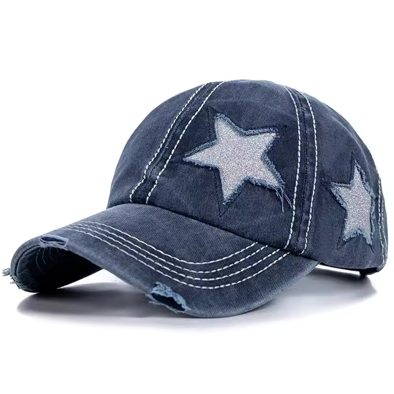 Ripped Star Adjustable Hat - Streetwear Boulevard