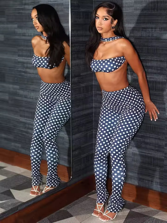 The Matrix Dot Bandeau & Pant Set - Streetwear Boulevard