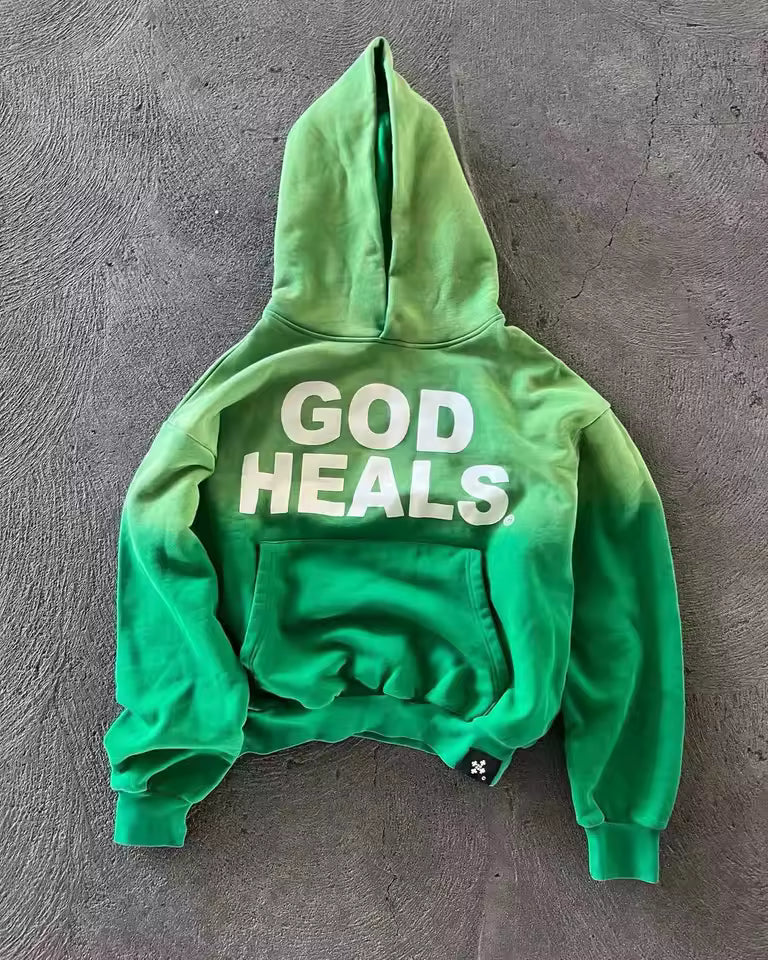 Vintage "God Heals" Washed Hoodie - Streetwear Boulevard