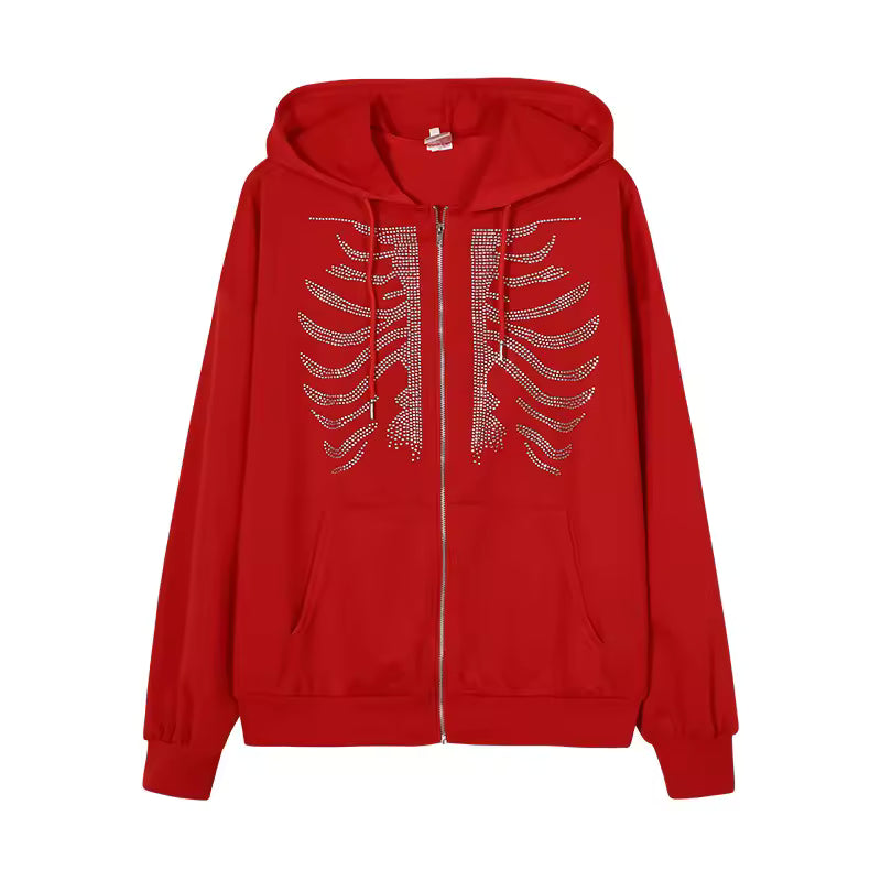 Skeleton Rhinestone Jacket - Streetwear Boulevard