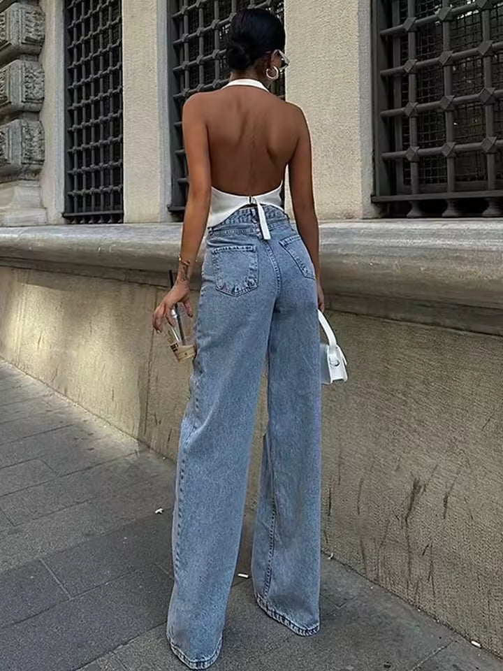 See-Through Detail Flare Jeans - Streetwear Boulevard
