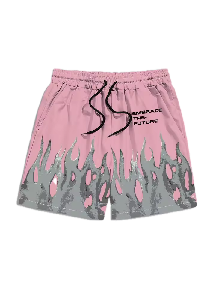"Embrace The Future" Flame Shorts - Streetwear Boulevard