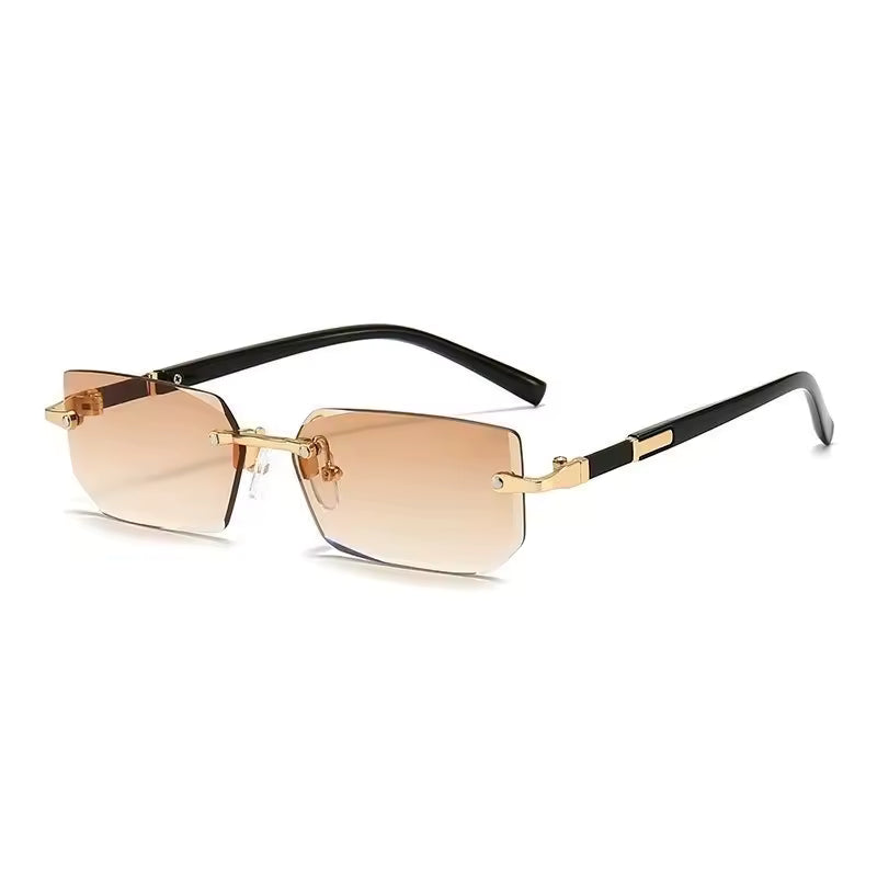 Retro Rimless Frame Sunglasses - Streetwear Boulevard