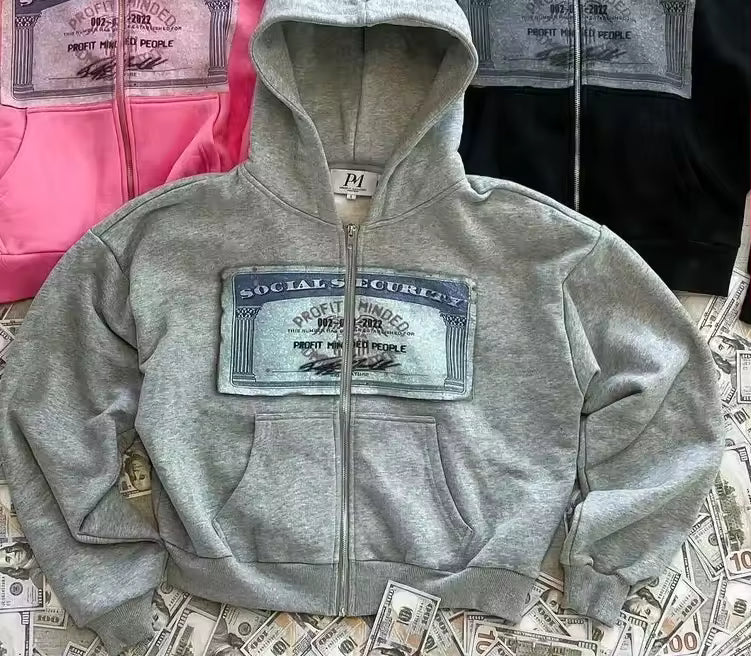 Social Security Zipper Jacket - Streetwear Boulevard