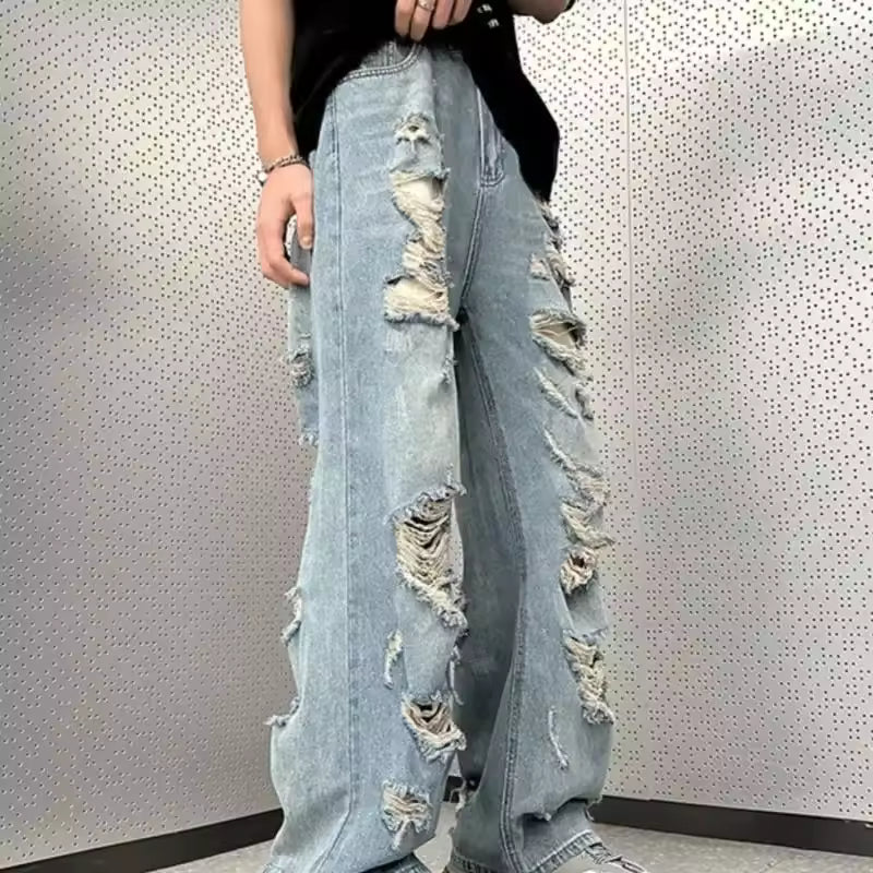 Ripped Style Baggy Jeans - Streetwear Boulevard