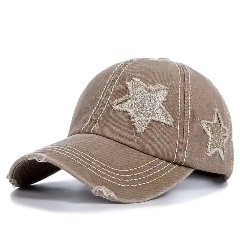 Ripped Star Adjustable Hat - Streetwear Boulevard