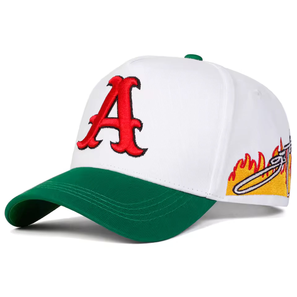 "A" Flame Print Adjustable Hat - Streetwear Boulevard