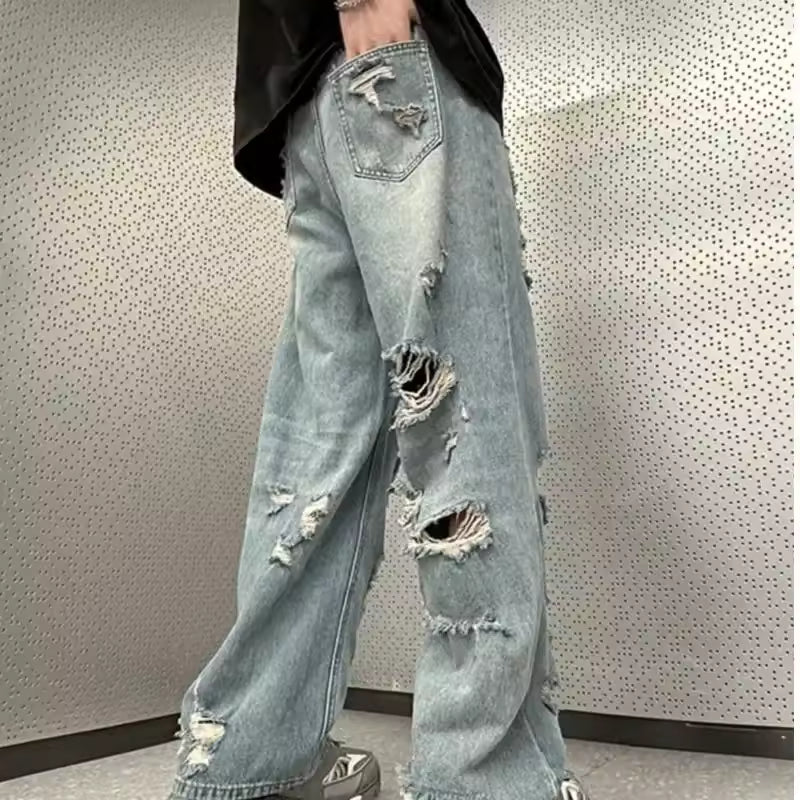 Ripped Style Baggy Jeans - Streetwear Boulevard