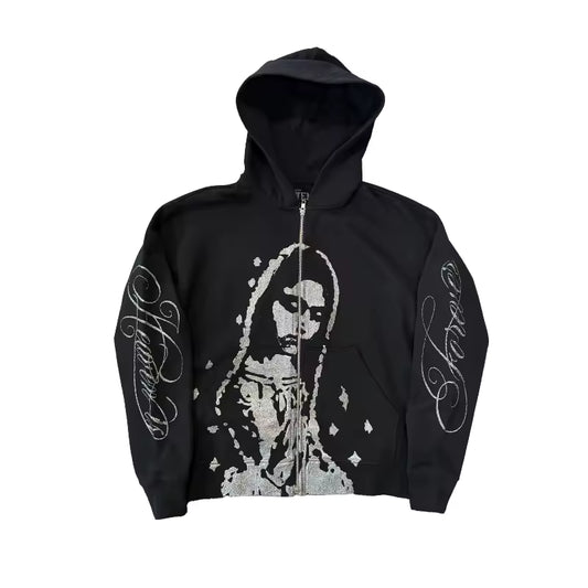 Heaven Sent Rhinestone Zip-Up - Streetwear Boulevard