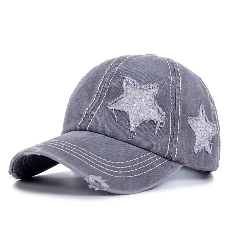 Ripped Star Adjustable Hat - Streetwear Boulevard