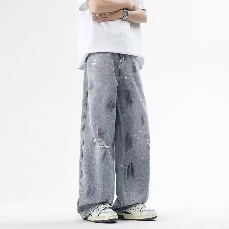Faded Paint Splatter Jeans - Streetwear Boulevard
