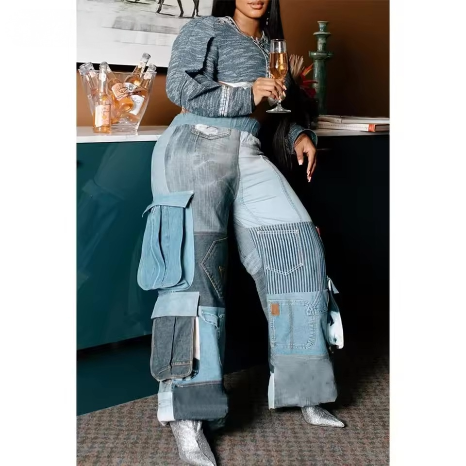 Deconstructed Denim Cargos - Streetwear Boulevard