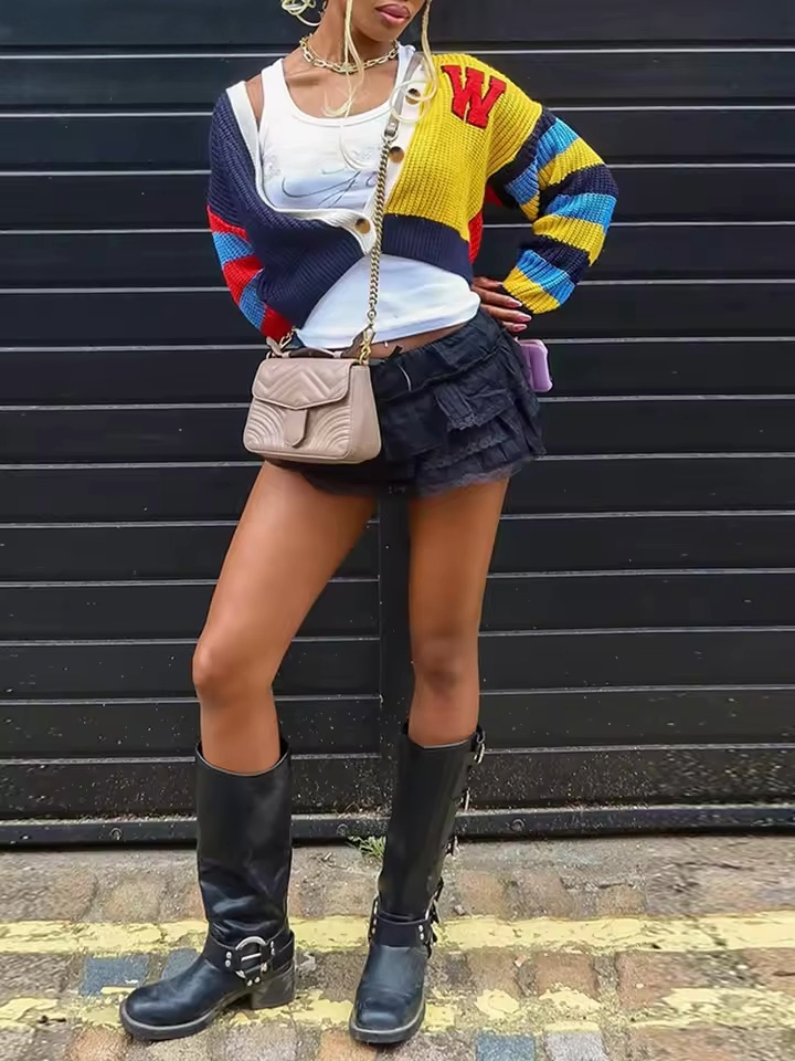 The "Varsity" Split Knit Sweater - Streetwear Boulevard