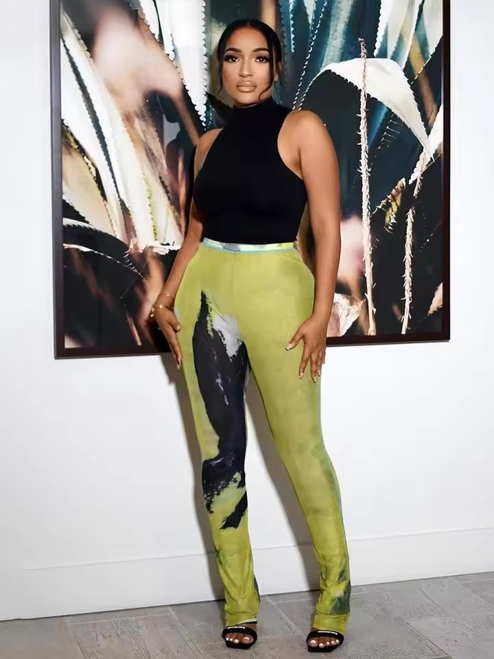 Emerald Flow Mesh Pants - Streetwear Boulevard