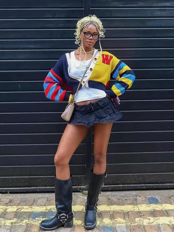 The "Varsity" Split Knit Sweater - Streetwear Boulevard
