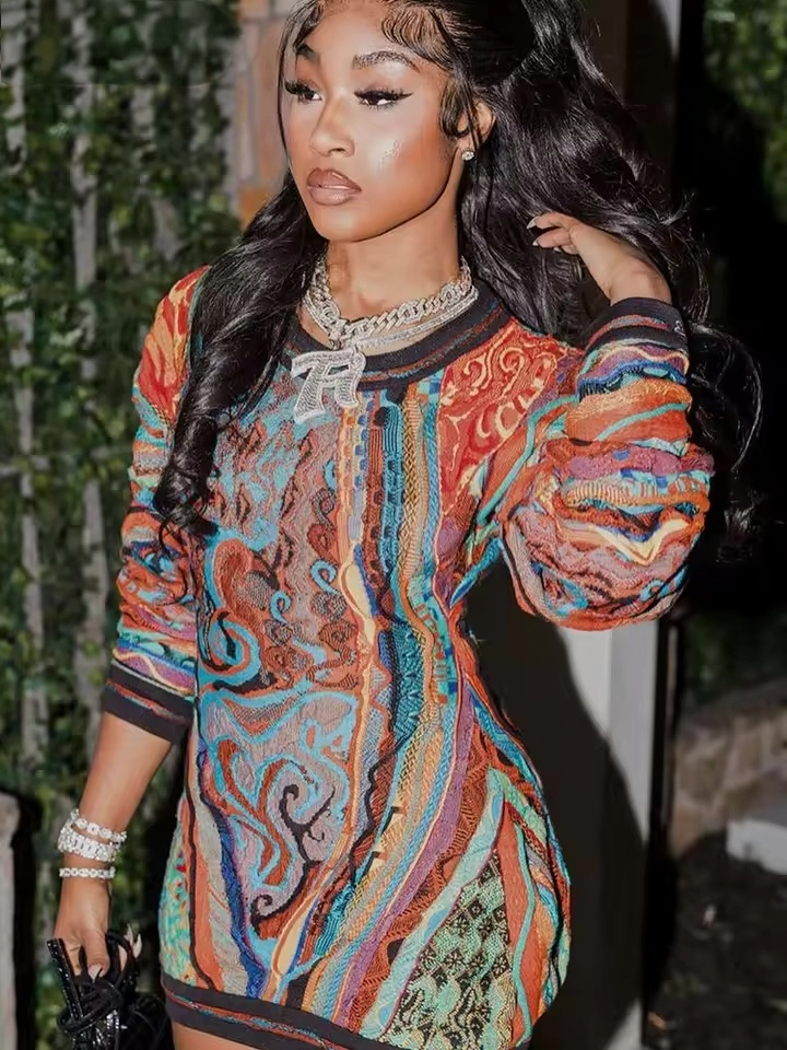 The "Mosaic" Knit Dress - Streetwear Boulevard