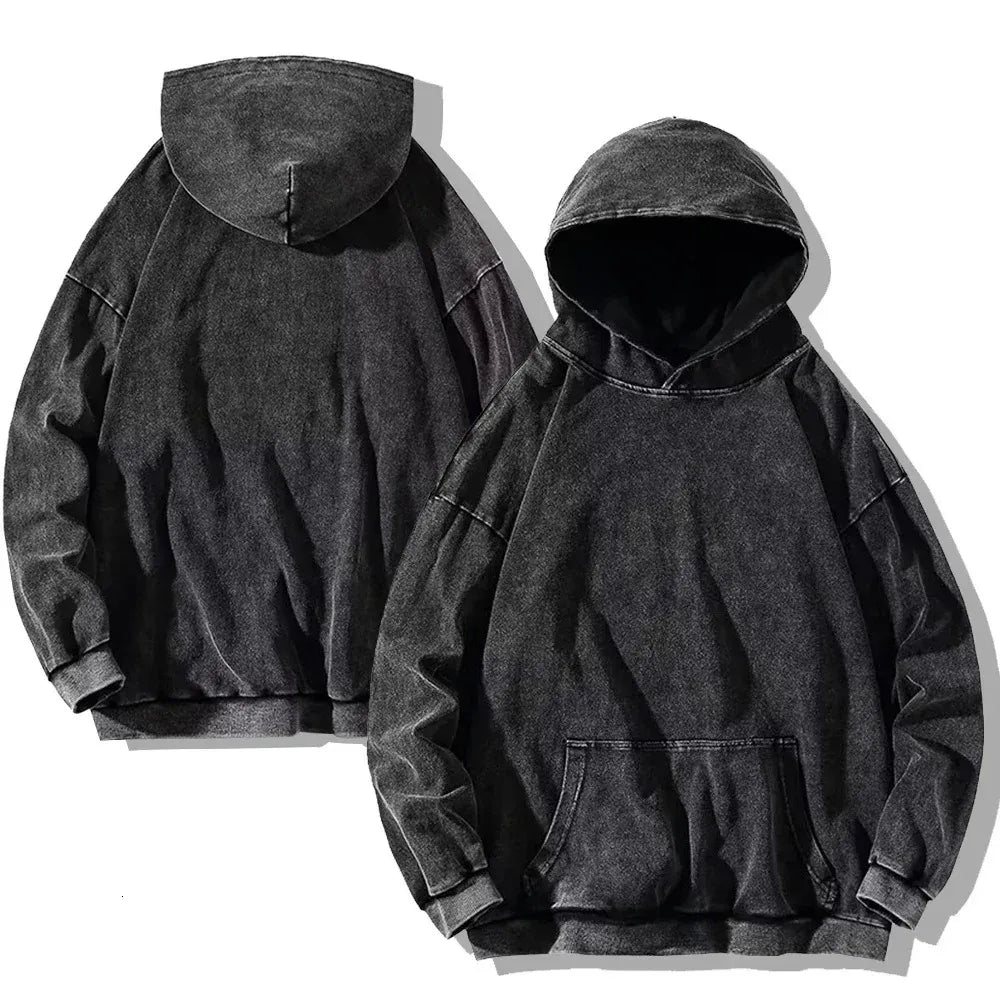 Vintage Faded Black Hoodie - Streetwear Boulevard