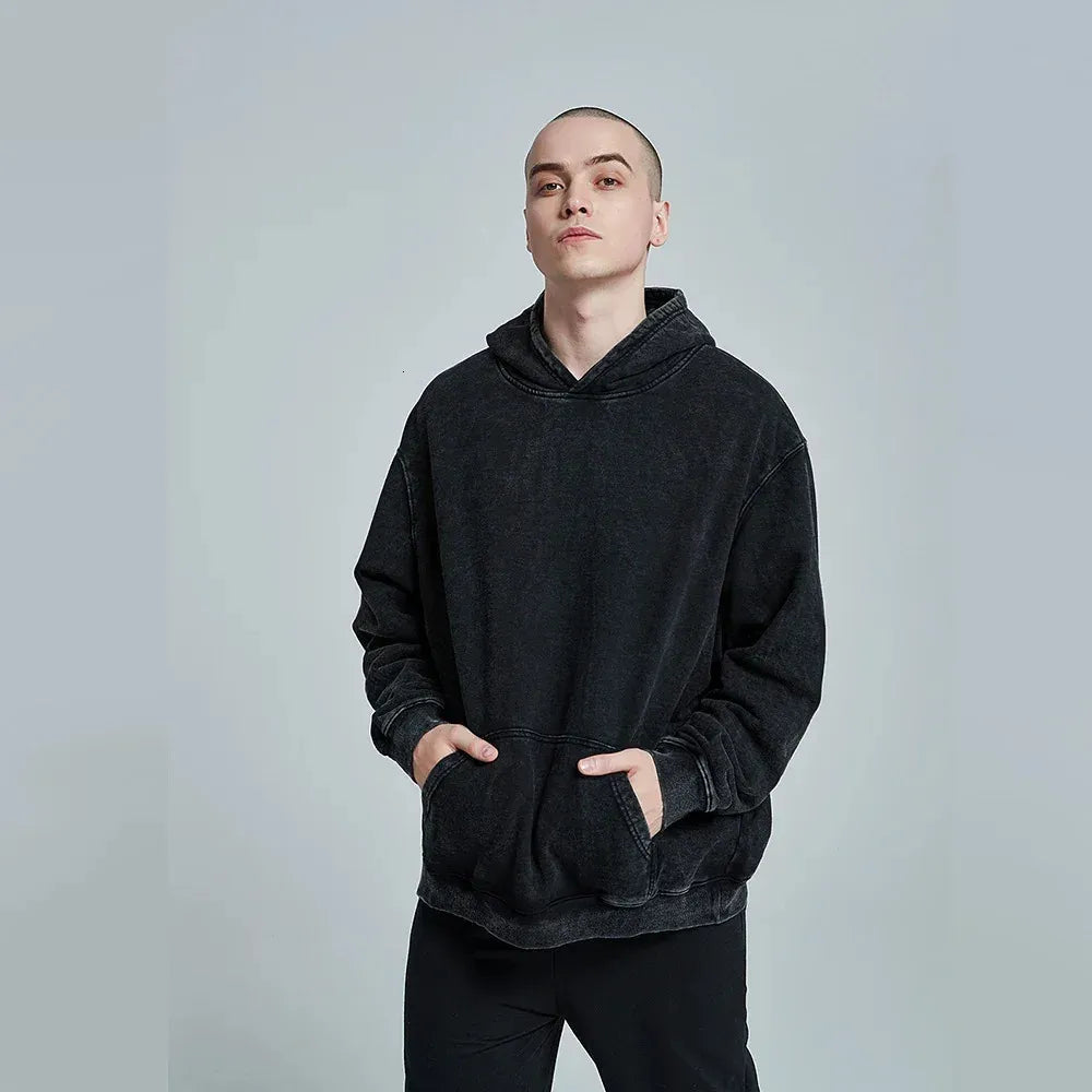 Vintage Faded Black Hoodie - Streetwear Boulevard
