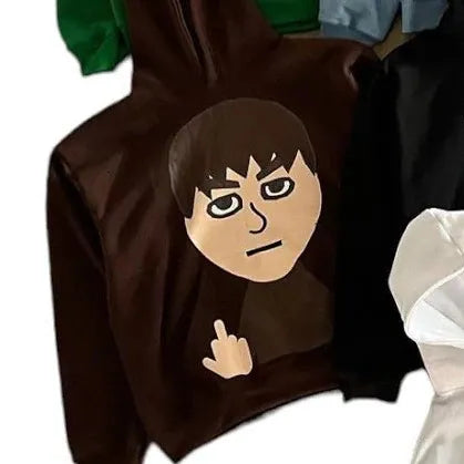 Mii Character Middle Finger Hoodie - Streetwear Boulevard