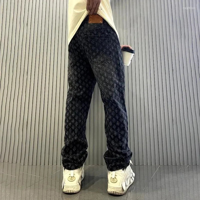 Jacquard Pattern Jeans - Streetwear Boulevard
