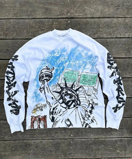 Statue of Distortion Long Sleeve Shirt - Streetwear Boulevard