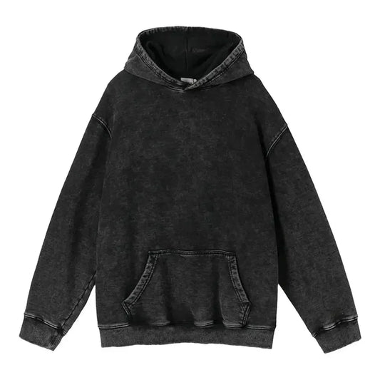 Vintage Faded Black Hoodie - Streetwear Boulevard