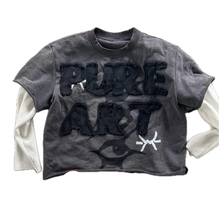 Pure Art Embroidered Long Sleeve Shirt - Streetwear Boulevard