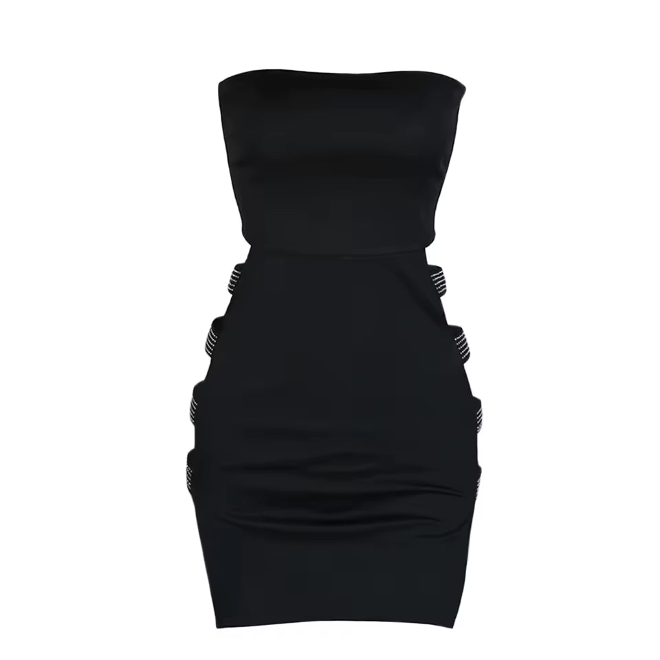 Diamante Side-Strap Mini Dress