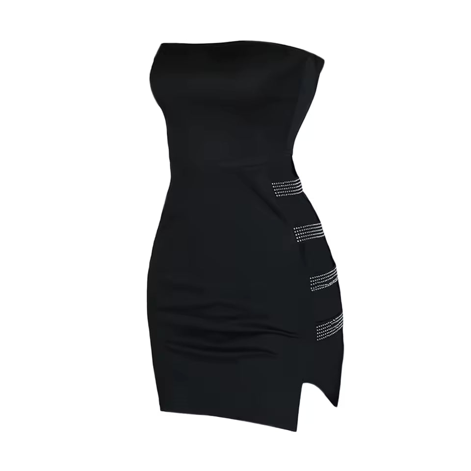 Diamante Side-Strap Mini Dress