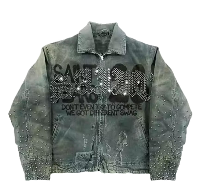 Distressed Saint Studded Jacket