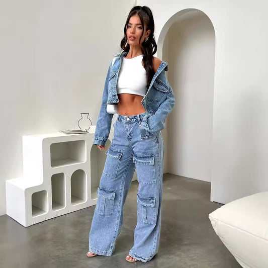Cargo Denim Jeans - Streetwear Boulevard