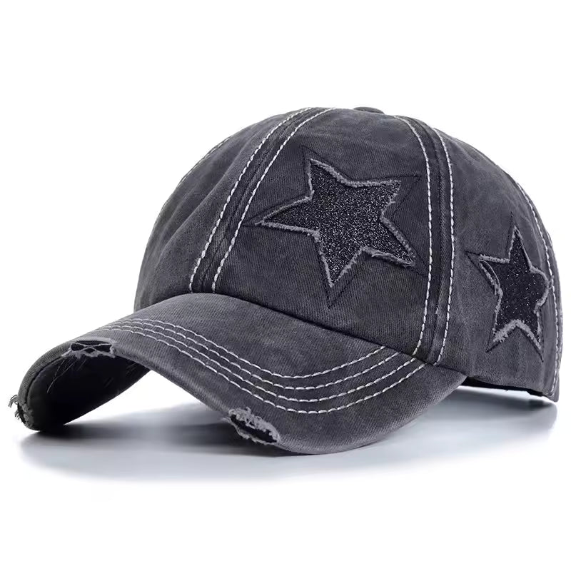 Ripped Star Adjustable Hat - Streetwear Boulevard
