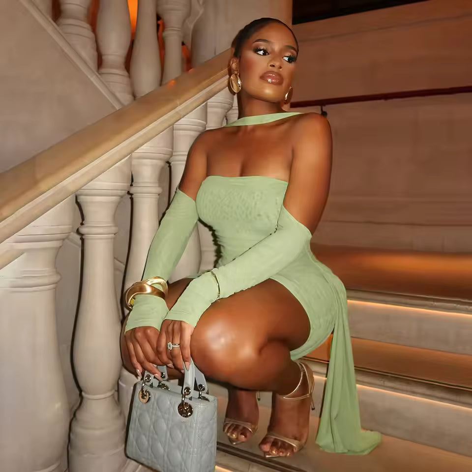 Ombré Cascade Strapless Dress