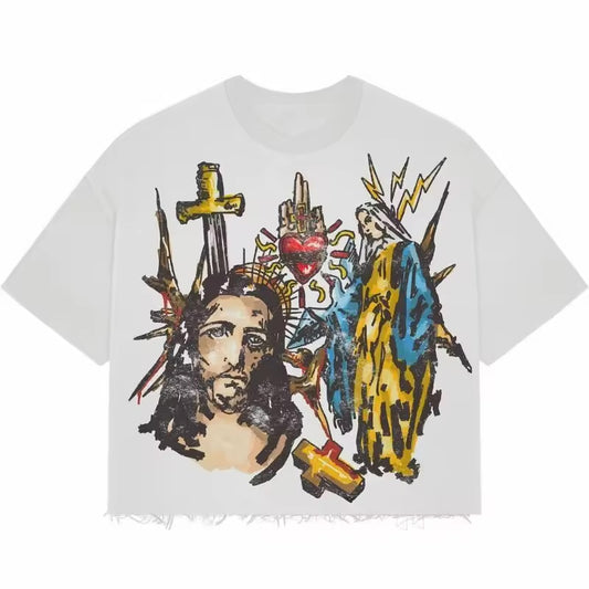Battle Tested Jesus Frayed T-Shirt - Streetwear Boulevard